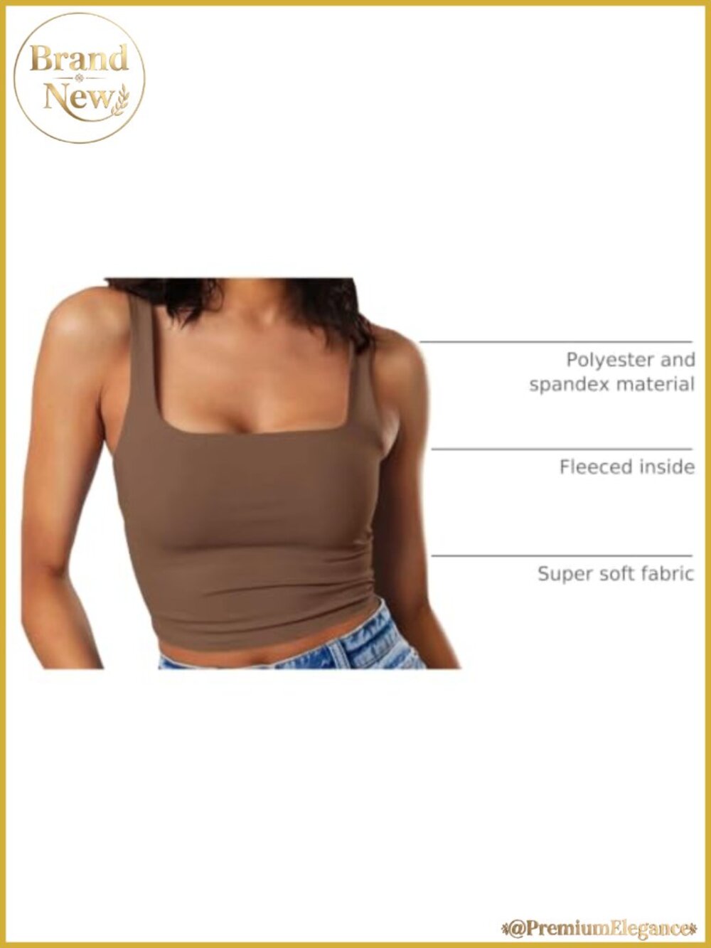 Sleeveless Strappy Square Neck Double Layer Crop Tank Top - Picture 3 of 6